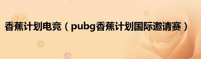 香蕉计划电竞（pubg香蕉计划国际邀请赛）