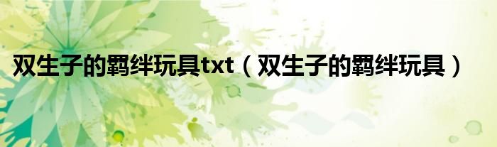 双生子的羁绊玩具txt（双生子的羁绊玩具）