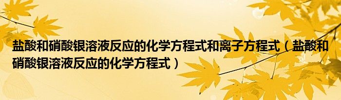 盐酸和硝酸银溶液反应的化学方程式和离子方程式（盐酸和硝酸银溶液反应的化学方程式）