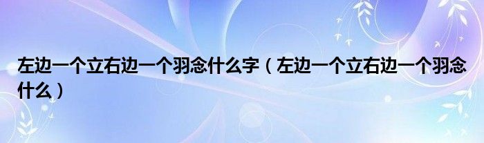 左边一个立右边一个羽念什么字（左边一个立右边一个羽念什么）