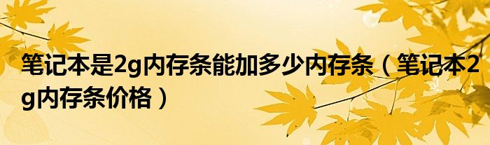 笔记本是2g内存条能加多少内存条（笔记本2g内存条价格）