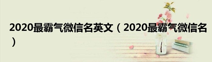 2020最霸气微信名英文（2020最霸气微信名）