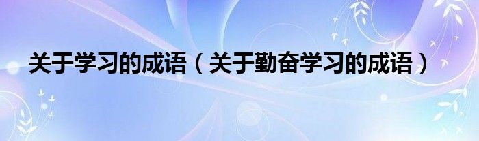 关于学习的成语（关于勤奋学习的成语）