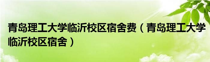 青岛理工大学临沂校区宿舍费（青岛理工大学临沂校区宿舍）