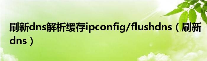 刷新dns解析缓存ipconfig/flushdns（刷新dns）