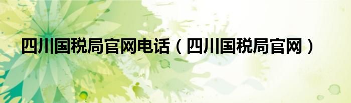 四川国税局官网电话（四川国税局官网）