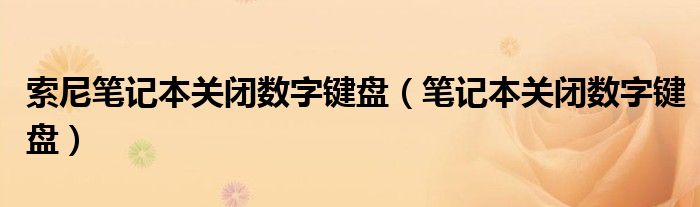 索尼笔记本关闭数字键盘（笔记本关闭数字键盘）