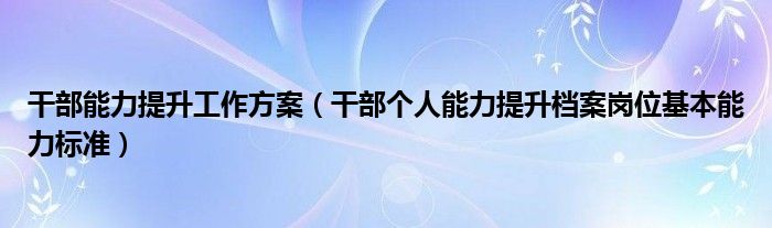 干部能力提升工作方案（干部个人能力提升档案岗位基本能力标准）