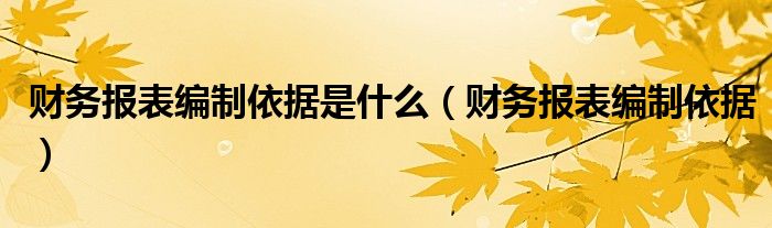 财务报表编制依据是什么（财务报表编制依据）