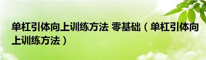 单杠引体向上训练方法 零基础（单杠引体向上训练方法）