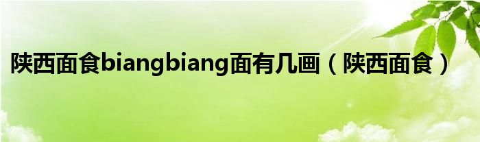 陕西面食biangbiang面有几画（陕西面食）