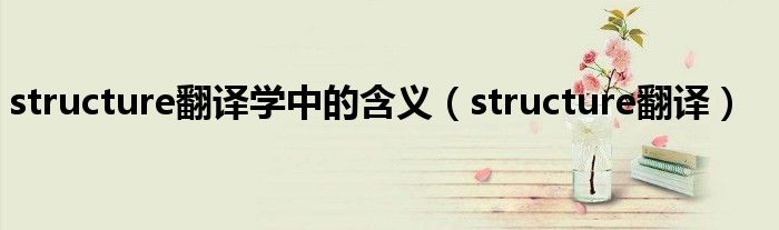 structure翻译学中的含义（structure翻译）