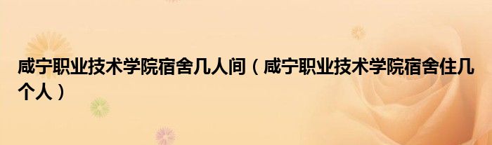 咸宁职业技术学院宿舍几人间（咸宁职业技术学院宿舍住几个人）