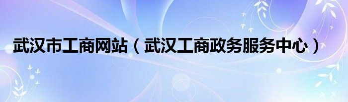 武汉市工商网站（武汉工商政务服务中心）