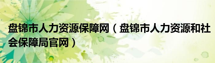 盘锦市人力资源保障网（盘锦市人力资源和社会保障局官网）