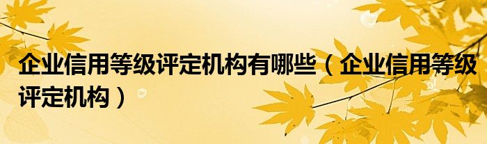 企业信用等级评定机构有哪些（企业信用等级评定机构）