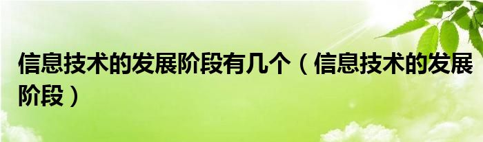 信息技术的发展阶段有几个（信息技术的发展阶段）