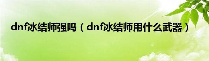 dnf冰结师强吗（dnf冰结师用什么武器）