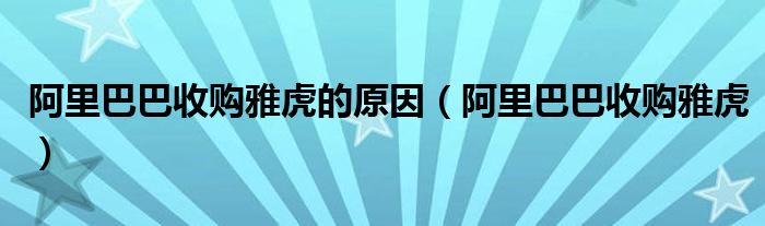 阿里巴巴收购雅虎的原因（阿里巴巴收购雅虎）