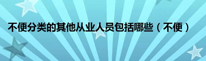 不便分类的其他从业人员包括哪些（不便）