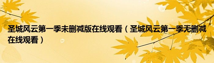 圣城风云第一季未删减版在线观看（圣城风云第一季无删减在线观看）