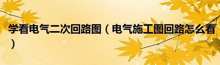 学看电气二次回路图（电气施工图回路怎么看）