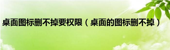 桌面图标删不掉要权限（桌面的图标删不掉）