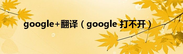 google+翻译（google 打不开）