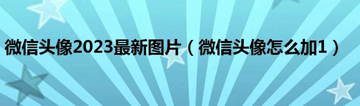 微信头像2023最新图片（微信头像怎么加1）