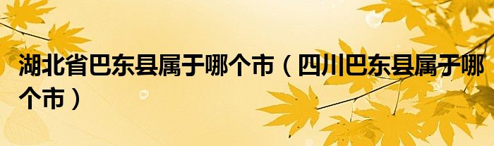 湖北省巴东县属于哪个市（四川巴东县属于哪个市）