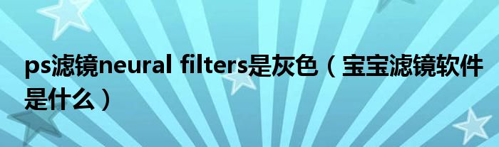 ps滤镜neural filters是灰色（宝宝滤镜软件是什么）