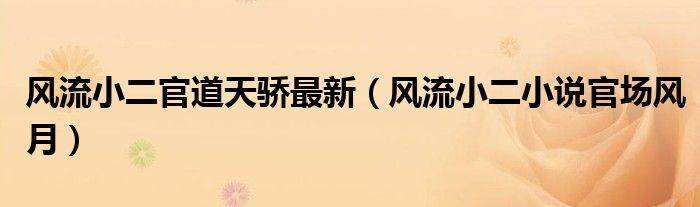 风流小二官道天骄最新（风流小二小说官场风月）