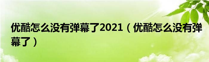 优酷怎么没有弹幕了2021（优酷怎么没有弹幕了）