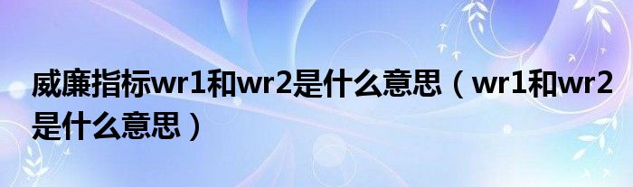 威廉指标wr1和wr2是什么意思（wr1和wr2是什么意思）