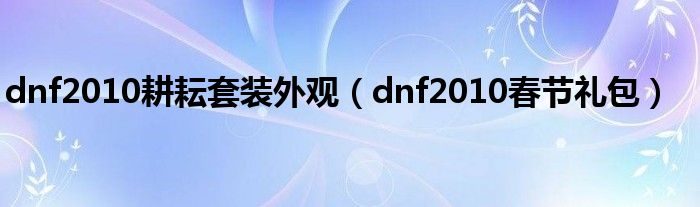 dnf2010耕耘套装外观（dnf2010春节礼包）