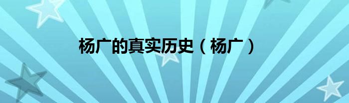 杨广的真实历史（杨广）