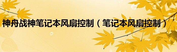 神舟战神笔记本风扇控制（笔记本风扇控制）