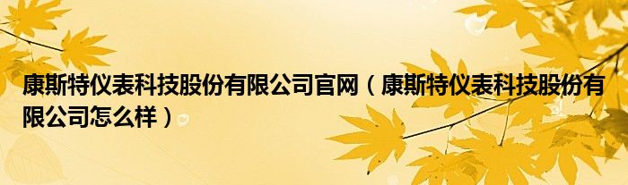 康斯特仪表科技股份有限公司官网（康斯特仪表科技股份有限公司怎么样）