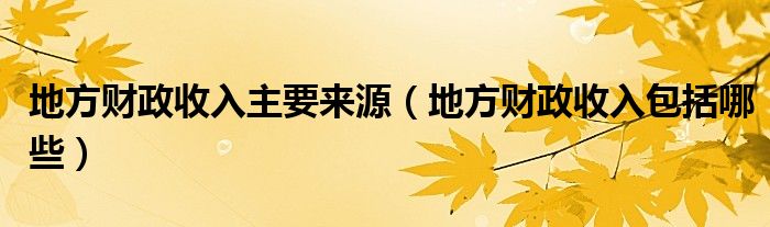 地方财政收入主要来源（地方财政收入包括哪些）