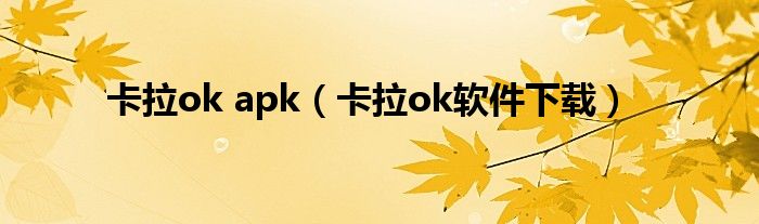 卡拉ok apk（卡拉ok软件下载）