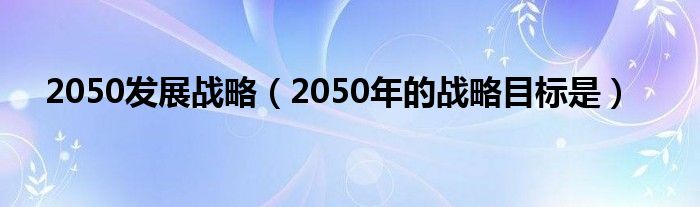 2050发展战略（2050年的战略目标是）