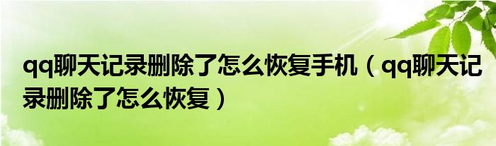 qq聊天记录删除了怎么恢复手机（qq聊天记录删除了怎么恢复）