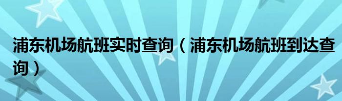 浦东机场航班实时查询（浦东机场航班到达查询）