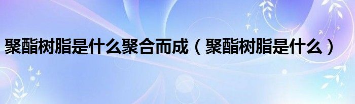 聚酯树脂是什么聚合而成（聚酯树脂是什么）