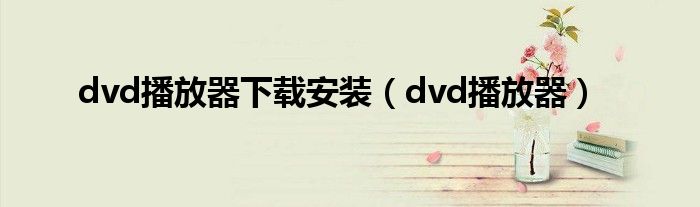 dvd播放器下载安装（dvd播放器）