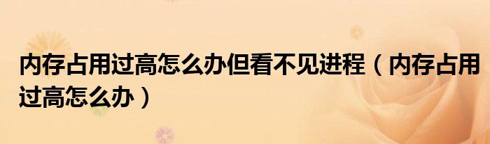 内存占用过高怎么办但看不见进程（内存占用过高怎么办）