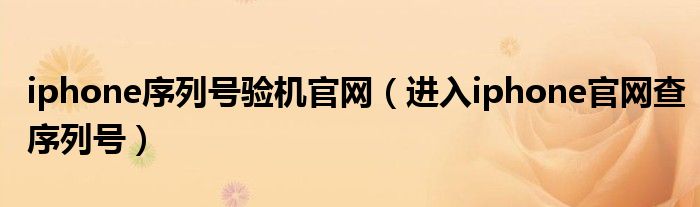 iphone序列号验机官网（进入iphone官网查序列号）