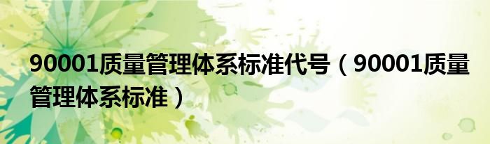 90001质量管理体系标准代号（90001质量管理体系标准）