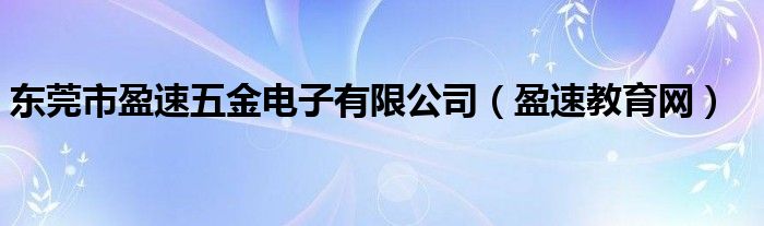 东莞市盈速五金电子有限公司（盈速教育网）