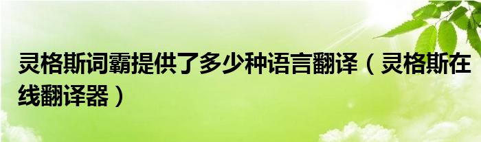 灵格斯词霸提供了多少种语言翻译（灵格斯在线翻译器）